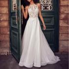 Lace Panel Sheath Wedding A-line Gown