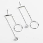 Circle Drop 925 Sterling Silver Earring 1 Pair - Platinum - One Size
