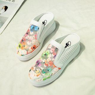 Platform Floral Mules