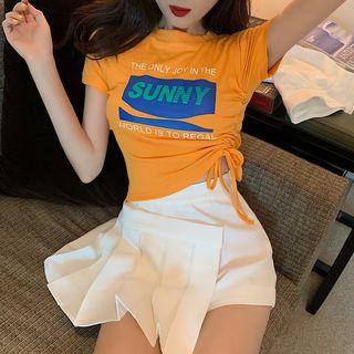 Lettering Short-sleeve T-shirt / Wrap Skort