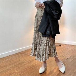 Accordion-pleat Long Pattern Skirt