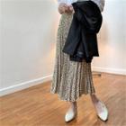 Accordion-pleat Long Pattern Skirt