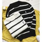 Couple Matching Striped Embroidered Sweater