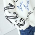 Lettering-embroidered Dip-back Sweater