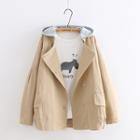 Plain Snap Buttons Hooded Jacket