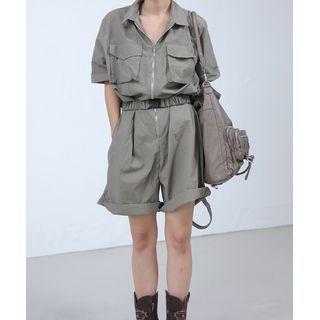 Belted Zipped Safari Playsuit