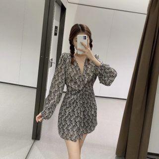 Patterned Ruched Dress