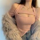 Off-shoulder Cutout Halter Top