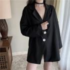 Plain Loose-fit Light Jacket Black - One Size