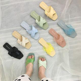 Plain Cross Strap Slide Sandals