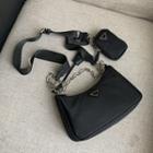 Set: Chained Crossbody Bag + Pouch Black - One Size