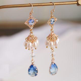 Freshwater Pearl Rhinestone Alloy Dangle Earring