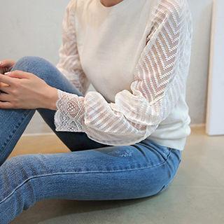 Round-neck Chiffon Sleeve Top