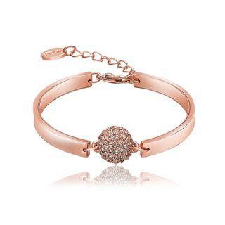 Fashion Plated Rose Gold Round Bracelet With Austrian Element Crystal Rose Gold - One Size