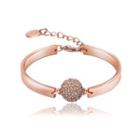 Fashion Plated Rose Gold Round Bracelet With Austrian Element Crystal Rose Gold - One Size