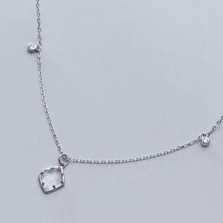 925 Sterling Silver Faux Crystal Pendant Necklace S925 Sterling Silver - Necklace - One Size