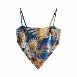 Peacock Print Cropped Camisole Top