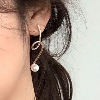 Copper Faux Pearl Swirl Dangle Earring 1 Pair - 925 Silver Needle - Stud Earrings - One Size