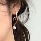 Copper Faux Pearl Swirl Dangle Earring 1 Pair - 925 Silver Needle - Stud Earrings - One Size