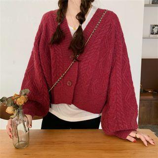 Loose-fit Cable-knit Cropped Cardigan