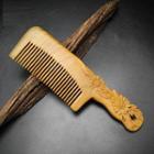 Engraved Flower Wooden Hair Comb Clay - One Size