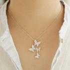 925 Sterling Silver Rhinestone Butterfly Pendant Necklace
