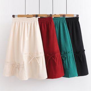 Frill Trim Bow Midi A-line Skirt