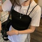 Set: Short-sleeve T-shirt + Strappy Camisole Top