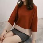 Two-tone Wide-sleeve Sweater