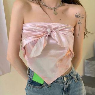 Tie Dye Bow Tube Top Pink - One Size