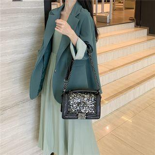 Plain Midi Spaghetti Strap Dress / Single-button Blazer