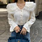 Layered-collar Lace-frilled Blouse Ivory - One Size