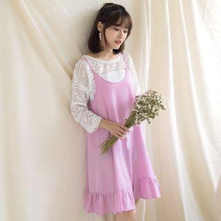 Spaghetti Strap Ruffle-hem Dress