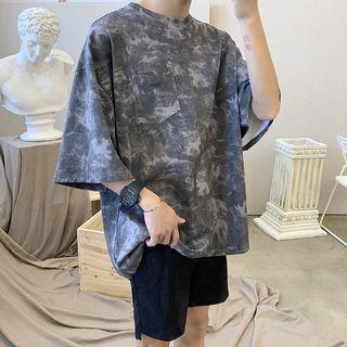 3/4-sleeve Tie-dyed T-shirt