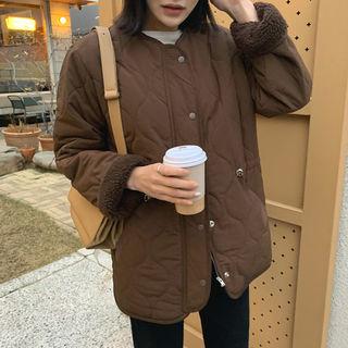 Round-neck Quilted Zip-up Jacket