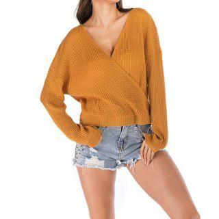 Wrap Front Plain Sweater