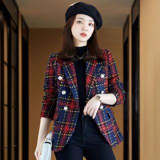 Plaid Double-breasted Blazer / Shorts / Set