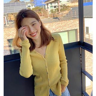 Slim Fit Rib Knit Cardigan