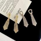 Rhinestone Tie Earring 1 Pair - Gold - One Size