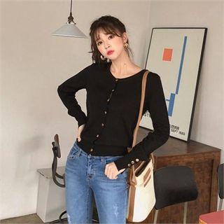 Metal-button Slim Knit Cardigan