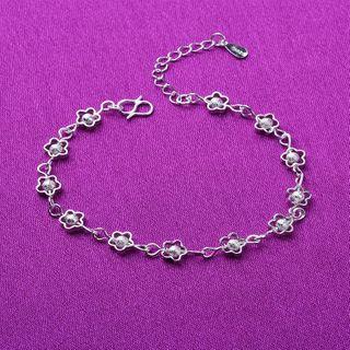 925 Sterling Silver Flower Bracelet Bracelet - Plum Blossom - Silver - One Size