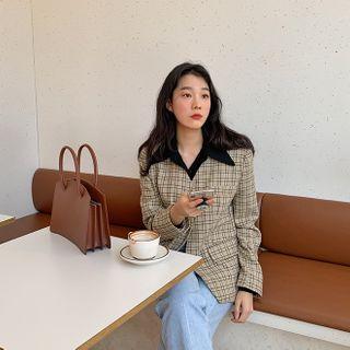 Button-down Plaid Jacket
