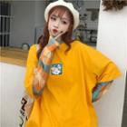 Mock Two Piece Long-sleeve Printed T-shirt