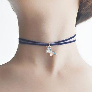 Alloy Unicorn Pendant Velvet Choker