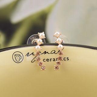 Rhinestone & Faux Pearl Earrings