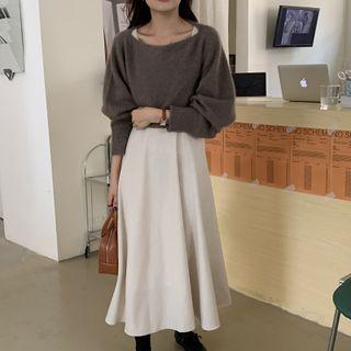 Plain Knit Top Top - Khaki - One Size