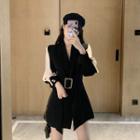Two-tone Panel Belted Blazer