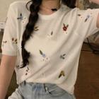 Knitted Embroidered Loose-fit T-shirt