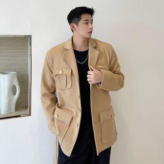 Belted Single-breasted Cargo Blazer