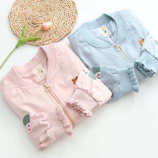 Long-sleeve Embroidered Ruffled Baseball Jacket